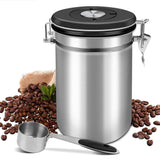 1 x RAW Customer Returns Shayson coffee tin 500g beans coffee tin airtight 1500ml with spoon and calendar wheel, stainless steel coffee tin container for storing coffee beans, tea, nuts, spices, cocoa etc - RRP €19.71