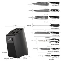 1 x RAW Customer Returns 9er Damascus knife kitchen knife knife block set with beech wood knife block, professional chef s knife kitchen knife set VG10 knife block with knife sharp - RRP €179.99