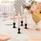 1 x RAW Customer Returns NUPTIO Candlestick Black Taper Candles Candle Holder 4 Pieces Taper Candle Holder Aluminum Tapered Holder Taper Candles Dinner Centerpieces Table Decoration Wedding Party Fireplace Christmas - RRP €19.14