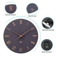 1 x RAW Customer Returns ACCSHINE Radio Controlled Wall Clock MDF Wooden Wall Clock No Ticking Noise Silent 30cm Quartz Battery Large Wall Clock Easy to Read for Room Home Kitchen Bedroom Office School Black numeri Romani  - RRP €27.99