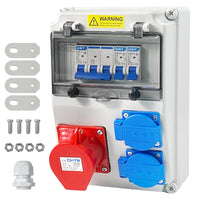 1 x RAW Customer Returns 220V 16A Power Distributor, Construction Site Power Distributor, Combination Wall Socket, Outdoor Electrical Panel, Weatherproof Electrical Box - RRP €63.09