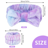 1 x Brand New Face Wash Set 1PCS Tie-Dye Bow Face Wash Headband 2PCS Wristbands, Flannel Women Washing and Makeup Absorbent and Non-slip Hair Bands for Women Girls Purple  - RRP €18.0