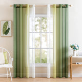 1 x RAW Customer Returns MIULEE Horizontal Gradient Curtain Polyester Translucent Modern Gradient Curtain with Silver Eyelets Voile for Windows Bedroom Kitchen Living Room 2 Pieces 140x245cm Green - RRP €32.2