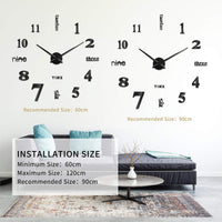 1 x RAW Customer Returns SOLEDI 3D Wall Clock Large XXL for Adhesive - DIY Mute Modern Clock Wall Sticker for Living Room Kitchen Bedroom Office 60-120cm  - RRP €16.43