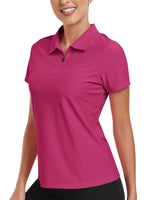 1 x RAW Customer Returns AjezMax Polo Women s Short Sleeve 1 4 Zipper Golf Poloshirt Elegant Work Shirt Breathable Sports Top - RRP €26.99