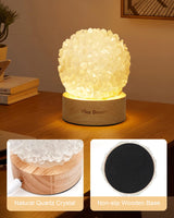 1 x RAW Customer Returns Nice Dream Clear Quartz Lamp with Wooden Base, Natural White Crystal Night Light for Home Decor, Healing Crystals Chakra Stones Lamp Gift for Parents Day, Anniversary, Christmas - RRP €29.2