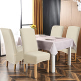 1 x RAW Customer Returns Jaotto Chair Covers Set of 6 Stretch XL Chair Covers Washable Washable Elastic Stretch Chair Covers Large Chair Covers for Dining Room Office Dining Room Hotel Banquet Beige, Set of 6  - RRP €35.28