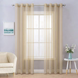 2 x Brand New MIULEE Set of 2 Voile Curtains with Eyelets Transparent Curtain Made of Voile Polyester Eyelet Curtain Transparent Living Room Airy Decorative Curtain for Bedroom Brown 260 x 140cm H x W , Grommet Top - RRP €57.44