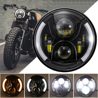 1 x RAW Customer Returns JMTBNO 7 inch Motorcycle LED Headlight Round DRL White Turn Signal Amber Integration Headlamp Compatible with Harley Touring Road King Ultra Classic Electra Street Glide Tri Cvo Heritage Softail - RRP €61.96