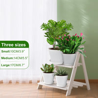 1 x RAW Customer Returns KINGLAKE Pack of 8 14 cm flower pots with hole, small cactus pots, round plastic plant pots, flower pot with saucer for office balcony, white - RRP €18.14