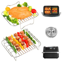 1 x RAW Customer Returns BYKITCHEN Airfryer Accessories for Ninja Flex Drawer AF500EU 10.4L,304 Grill Rack Hot Air Fryer Accessories for Ninja Foodi Flexdrawer Dual Zone AF500EU AF500EUCP,Compatible with Cecotec Dual 9000 9L - RRP €20.09