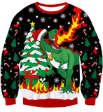 1 x RAW Customer Returns IDGREATIM Men s Christmas Sweater Funny Dinosaur 3D Printed Crew Neck Long Sleeve Ugly Sweatshirt Women s Sweater for Christmas Black XL - RRP €30.24