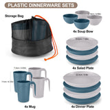 1 x RAW Customer Returns Odoland Unbreakable Tableware Set, Reusable Camping Tableware Set for 4 People, 17 Piece Plastic Tableware Picnic Lightweight Plastic Serving Plate with Plate Bowl Cup - RRP €30.99