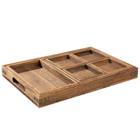 1 x RAW Customer Returns Yangbaga tray serving tray 7 pieces made of wood, with handles, rectangular tray for dishes, drinks, breakfast tray, serving tray party reception or decorative tray - RRP €30.24