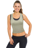 1 x RAW Customer Returns Geyoga 4 Pack Women s Crop Tank Tops Black, Anthracite Grey, Olive Green, White, M  - RRP €25.99