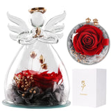 1 x Brand New Zezirdas Eternal Rose in Angel Glass Dome, Glass Angel Figures with Real Red Rose, Handmade Eternal Flower Angel Figure, Original Birthday Gift for Mom - RRP €14.11