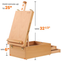 1 x RAW Customer Returns VISWIN Large Tabletop Easel Box with 3 Drawers, Holds Canvases up to 63 cm, Portable Beech Wood Easel Box for Canvas, Drawing, Sketching Art Supplies, for Adults, Beginners, Artists - RRP €50.66