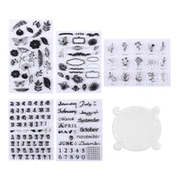 26 x Brand New ENLACE 5 Sheets Silicone Stamps, with Acrylic Block, Transparent Stamps Flowers Butterfly Dates Plants Alphabet Stamp Set for DIY Bullet Journal Scrapbooking Photo Album Card Making - RRP €235.56