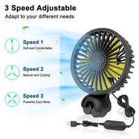 1 x RAW Customer Returns Qidoe Car USB Fan Back Seat 360 Car Cooling Fan 3-Speed Mini Fan Powerful Quiet 12V BATTERY Air Fan for Car Home Office for 12 volt Truck Motorhome Boat Caravan - RRP €20.26