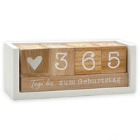 1 x RAW Customer Returns Annual countdown calendar cube made of wood with theme bar - permanent year table calendar - continuous day counting up to 432 days for weddings, birthdays, exams and more white natural  - RRP €20.95