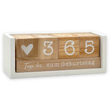 1 x RAW Customer Returns Annual countdown calendar cube made of wood with theme bar - permanent year table calendar - continuous day counting up to 432 days for weddings, birthdays, exams and more white natural  - RRP €20.95