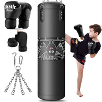 1 x RAW Customer Returns Punching Bag for Kids Hanging Heavy with Boxing Gloves for Children 3-12 Years MMA Kickboxing Karate Muay Thai Fighting Home Gym Taekwondo Training Unfilled  - RRP €36.29