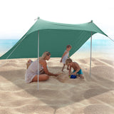 1 x RAW Customer Returns JAICOM Beach Tent, 2.1x2.1m Beach Shelter, UPF50 UV Protection and Waterproof Sun Shade, with Aluminum Pole, Sand Shovel, Pegs, Suitable for Beach Shade, Camping, Fishing, Garden Use - RRP €68.81