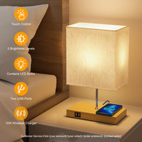 1 x RAW Customer Returns Bedside lamp with charging function, 10W wireless charger LED bedside lamp table lamp touch dimmable with 2 USB charging, 3 brightness levels adjustable for bedroom, living room, coffee table, office - RRP €38.5