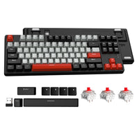 1 x RAW Customer Returns ATTACK SHARK AK871 Hot-Swap Mechanical Keyboard, QWERTY, 87 Keys Compact Wireless Gaming Keyboard, Dual Mode BT 2.4G, Magnetic Cover, for Mac Windows Android - Black with Red Switches - RRP €49.99