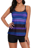 1 x RAW Customer Returns Durio Swimsuit Women s Tummy Control Woman Swimwear Swimsuits Tankinis Tankini with Hot Pants Swimwear Two-Piece with Stripes, Z Purple, EU 46 Label 3XL  - RRP €35.28