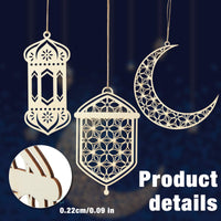 34 x Brand New 9 Pieces Wooden Pendant Ornaments Hollow Ramadan Kareem Decoration Star Moon Wind Light Shaped Hanging Ornament Happy Eid Hanging Sign for Ramadan Mubarak Eid Party - RRP €693.6