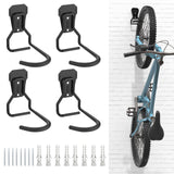 1 x RAW Customer Returns Housolution Bicycle Mount, 4 Pack Bicycle Wall Mount L-Shaped Bicycle Hanger Space Saving Hanging Bicycle Stand Vertical Bicycle Hook with EVA Rubber for Garage Bicycle Shops, Black - RRP €32.58