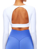 1 x RAW Customer Returns Navnnet Women s Sports Tops Long Sleeve Tight Backless Top Sport Gym Top Fitness Outfit Yoga Shirt Long Sleeve Backless Cut Out Crop Tops Sport White XS - RRP €23.34