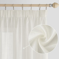 1 x RAW Customer Returns MIULEE Set of 2 Voile Curtains Sheer Curtain with Ruffle Tape Transparent Linen Look Curtains Living Room Modern Window Curtain Bedroom 140 x 245 cm W x H Ivory White - RRP €36.19