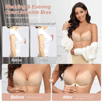 13 x Brand New Niwicee Invisible Backless Bra Push Up Bra Bare Back Adhesive Silicone Adhesive Bras Reusable Sports Waterproof Breathable for Formal Dresses-Beige-C - RRP €312.0