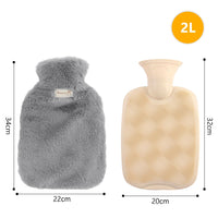 7 x Brand New 2L Hot Water Bottle with Soft Cover, Hot Water Bottle, Hot Water Bottle with Cover, Natural Rubber Bottle, Large Hot Water Bottle, Hot Water Bottle Cover for Gift Ideal for Women, Men and Children Light Grey  - RRP €98.77