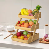 1 x RAW Customer Returns 3 Tier Bamboo Fruit Basket Stand, Vegetable and Bread Holder for Kitchen Countertop - RRP €40.22