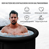 1 x RAW Customer Returns Keszing Large Inflatable Foldable Bathtub with Cover 80cm Ice Bath Adult Ice Barrel Ice Bath Tub Mobile Foldable Bathtub Freestanding Foldable Outdoor Bath Barrel for Shower Ice Bath Hot Bath - RRP €121.0