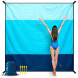 1 x RAW Customer Returns OCOOPA beach blanket sand free super large 220x210 cm, sandproof waterproof, soft comfortable durable material, wide stripes, lightweight compact for picnic - RRP €39.99