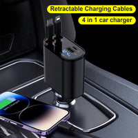 1 x RAW Customer Returns COCIVIVRE Retractable Car Charger, 4 in 1 USB C Fast Car Charger 60W, Retractable Cable 2.6Ft and 2 USB Ports Car Charger Adapter, Compatible with iPhone 15 14 13 12 Pro Max Plus Pro. - RRP €29.88