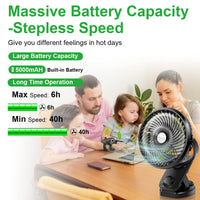 1 x RAW Customer Returns ELZO USB Fan, 5000mAh Quiet Mini Table Fan Clip Fan, Auto-Oscillating, 360 Rotation Rechargeable Stepless Speed Portable Fan for Office Stroller, 13cm Blades - RRP €22.36