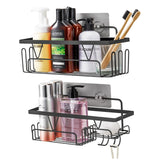 6 x Brand New Homlynn shower caddy without drilling, set of 2 shower caddy without drilling made of stainless steel, self-adhesive for the bathroom and kitchen - shampoo holder, dad room baskets, shower shelf black - RRP €122.4