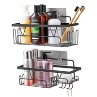 1 x Brand New Homlynn shower caddy without drilling, set of 2 shower caddy without drilling made of stainless steel, self-adhesive for the bathroom and kitchen - shampoo holder, dad room baskets, shower shelf black - RRP €20.4