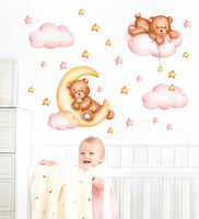 1 x RAW Customer Returns WONDER MURALS Wall tattoo wall sticker bear baby room children s room baby girl teddy bear clouds stars moon decoration wall decoration wall sticker stick on yourself - RRP €23.33