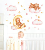 1 x RAW Customer Returns WONDER MURALS Wall tattoo wall sticker bear baby room children s room baby girl teddy bear clouds stars moon decoration wall decoration wall sticker stick on yourself - RRP €23.33