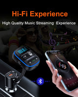 1 x RAW Customer Returns FM Transmitter Car Bluetooth, HIDOU Wireless Bluetooth 5.0 Car Radio Adapter Receiver Car Kit with Bass, 7 Color Light, QC3.0 PD 30W Fast Charge, Siri Voice Assistant, Hands-Free Call, MP3 Player - RRP €20.16