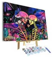 1 x Brand New TISHIRON DIY Paint by Numbers, Color Skull Paint by Numbers for Adults Beginner, Mushroom Floral Plant Paint by Numbers for Kids, with Frame Home Decor 16 x20  - RRP €40.33