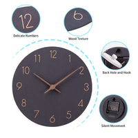 1 x RAW Customer Returns ACCSHINE MDF Wooden Wall Clock No Ticking Noise Silent Modern 30cm Quartz Large Battery Operated Wall Clock Easy to Read for Room Home Kitchen Bedroom Office School Black  - RRP €23.54