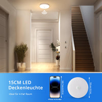 1 x RAW Customer Returns Combuh LED ceiling light with motion sensor indoor, round ceiling light 15W 3000k 1500LM warm white waterproof IP56, sensor ceiling light LED for hallway, garage, balcony, book, bathroom, cellar - RRP €18.14