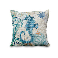 1 x Brand New Aoihrraan 46x46cm Set of 4 Decorative Marine Animal Cushion Covers Turtle Seahorse Whale Octopus Throw Pillows Coastal Sea Life Ocean Theme Decorative Pillowcase Square Couch Cushions Bedroom Sofa - RRP €20.4